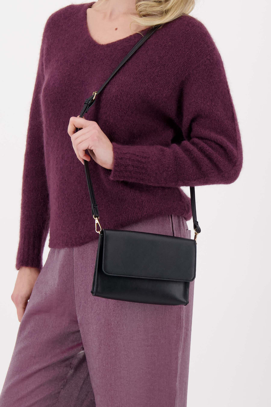 clutch with heart mirror | black