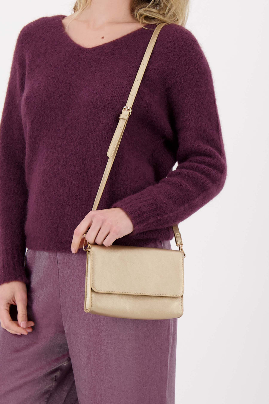 clutch with heart mirror | champagne gold