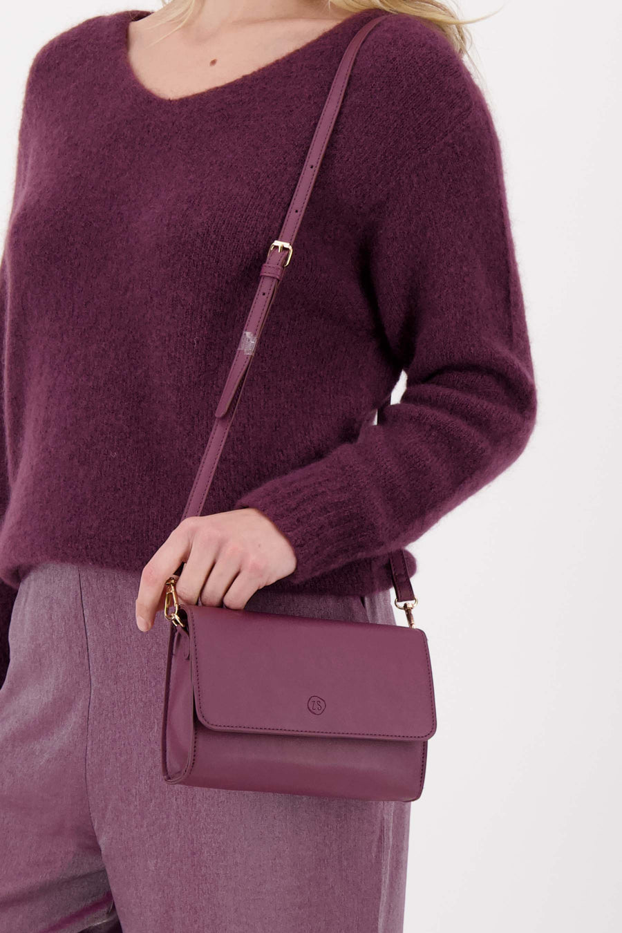 clutch with heart mirror | eggplant