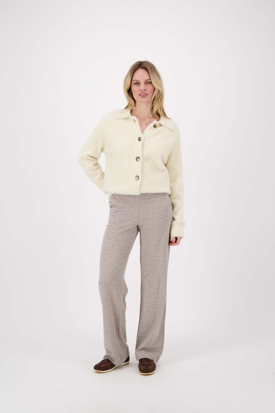 jacquard pants two-color | beige / off white