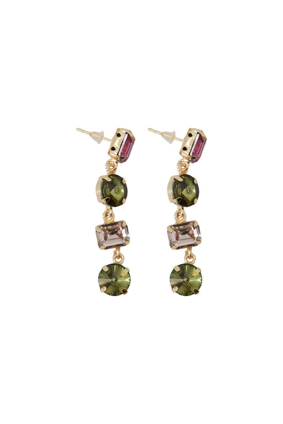 string earrings with colored stones | gold / multicolour