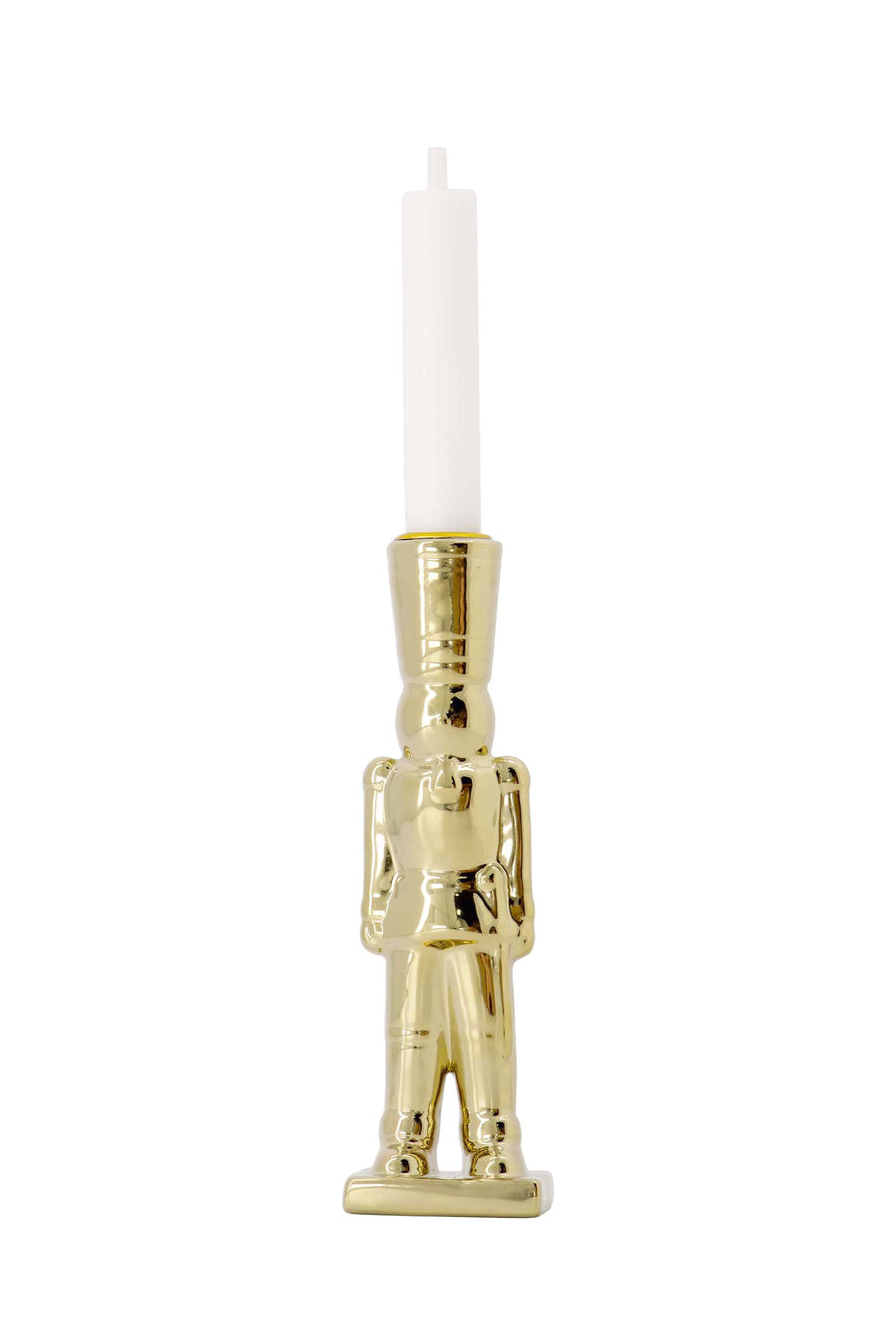 candlestick ceramic nutcracker gold | gold