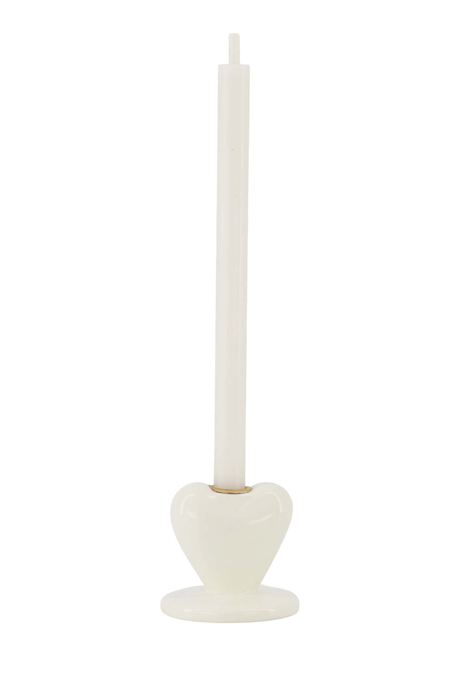 candlestick ceramic heart | white
