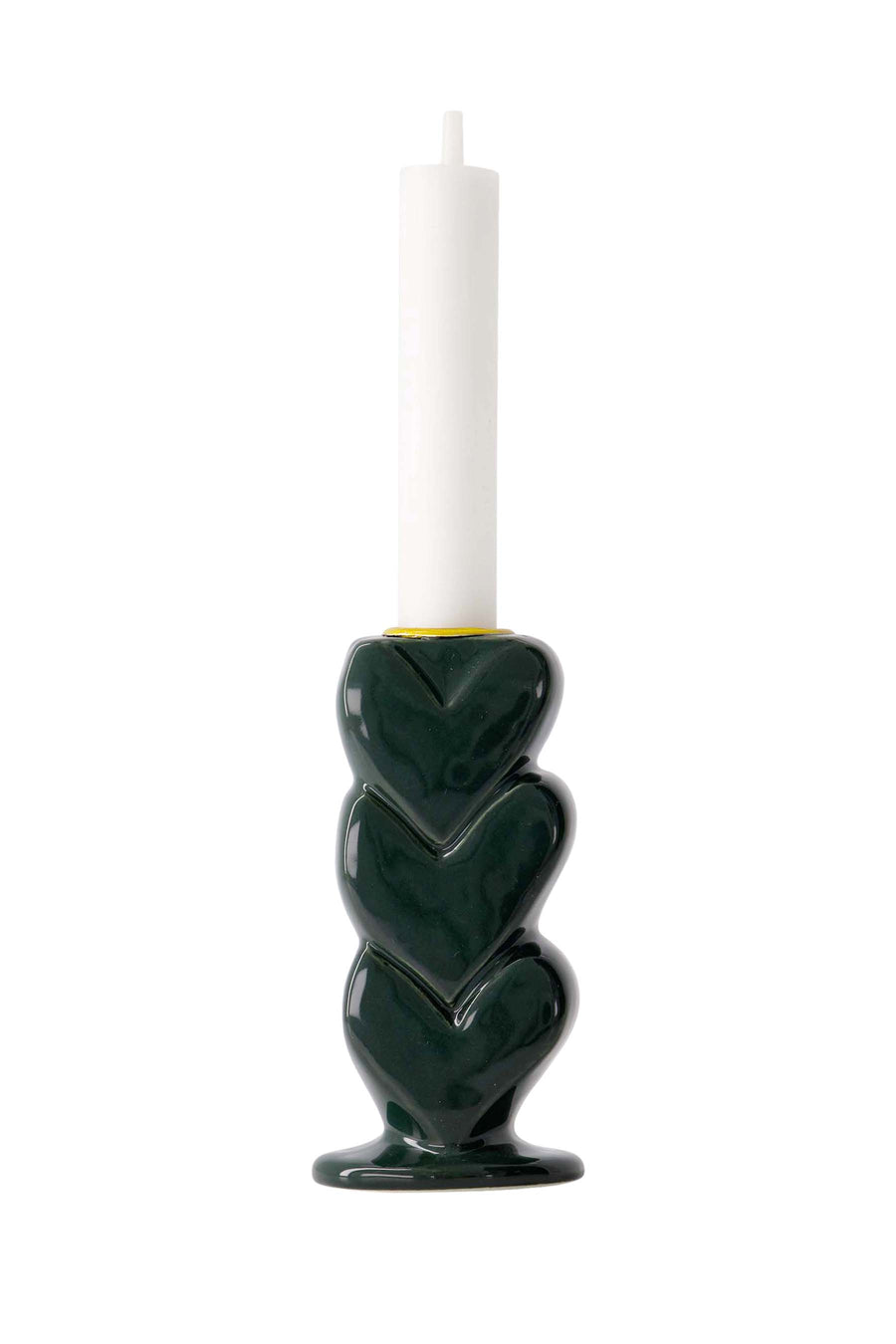 candlestick ceramic hearts | dark green