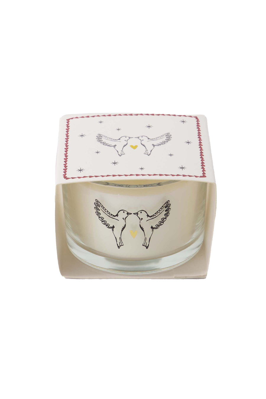 scented candle in wrapper birds white / red / gray-blue | white / red / gray-blue