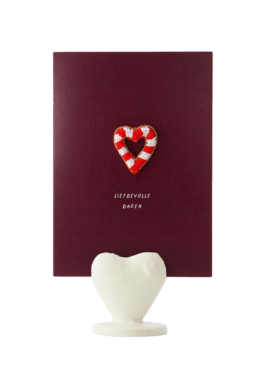 card stand ceramic heart | white
