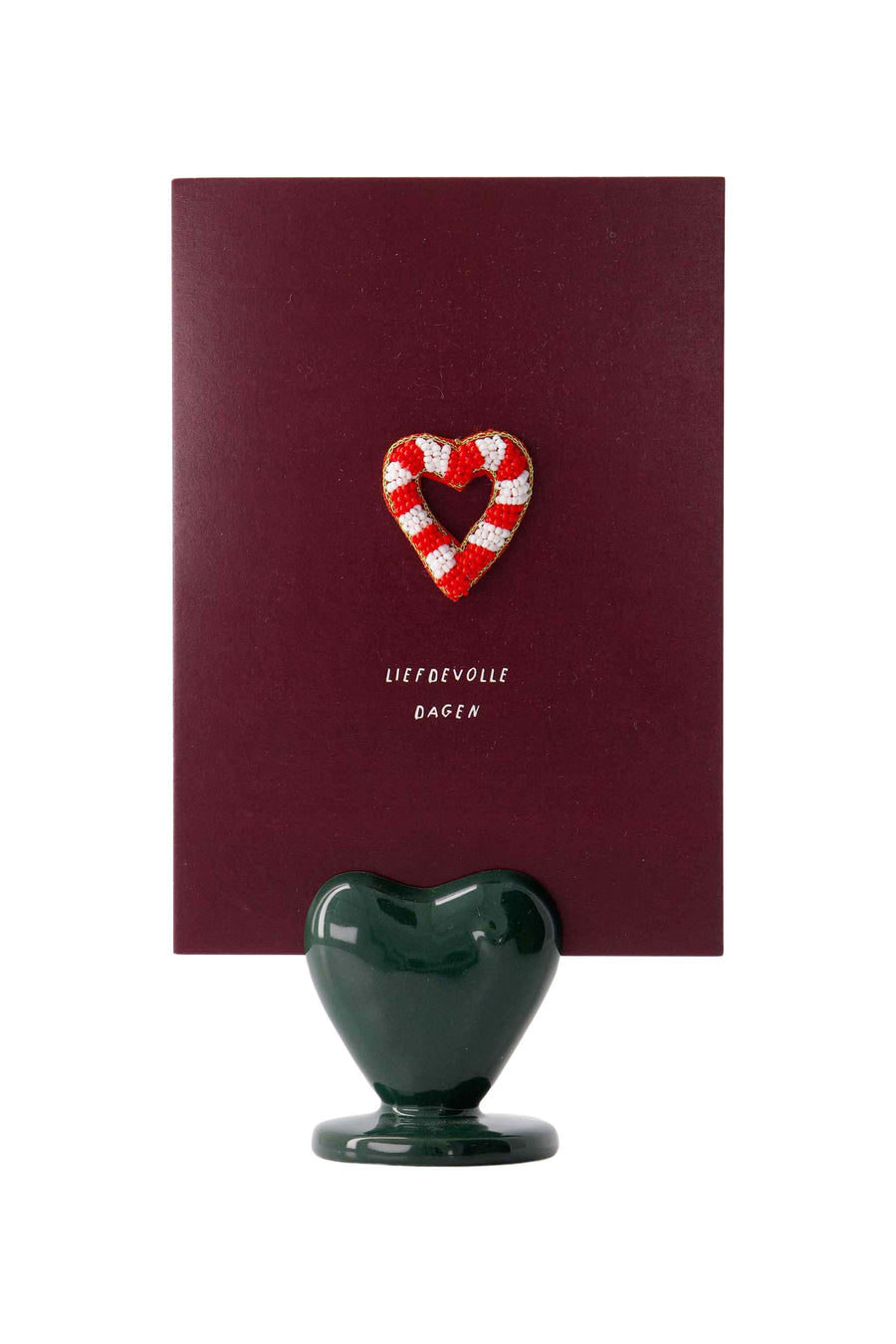 card stand ceramic heart | dark green