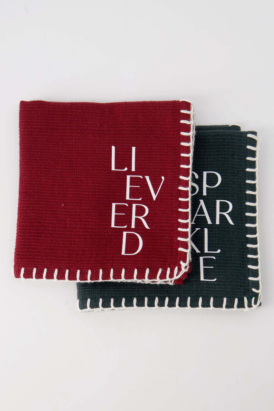 set van 2 vaatdoekjes hartje lieverd rood/donkergroen | rood / donkergroen