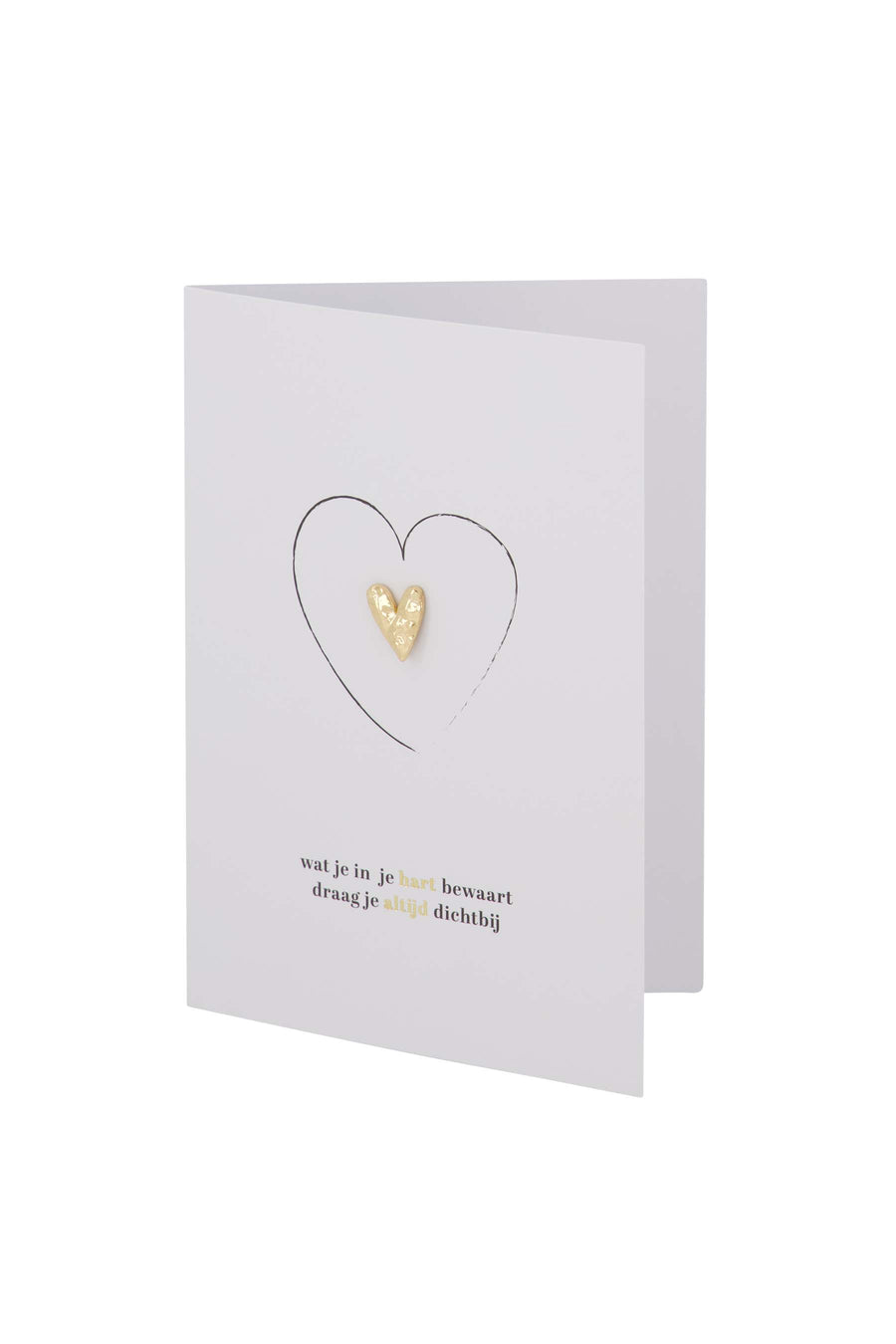 greeting card brooch heart in your heart white/black/gold | white/black/gold