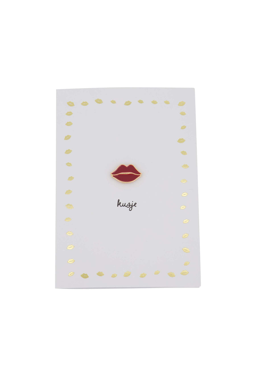 greeting card brooch kiss white / red / gold | white / red / gold