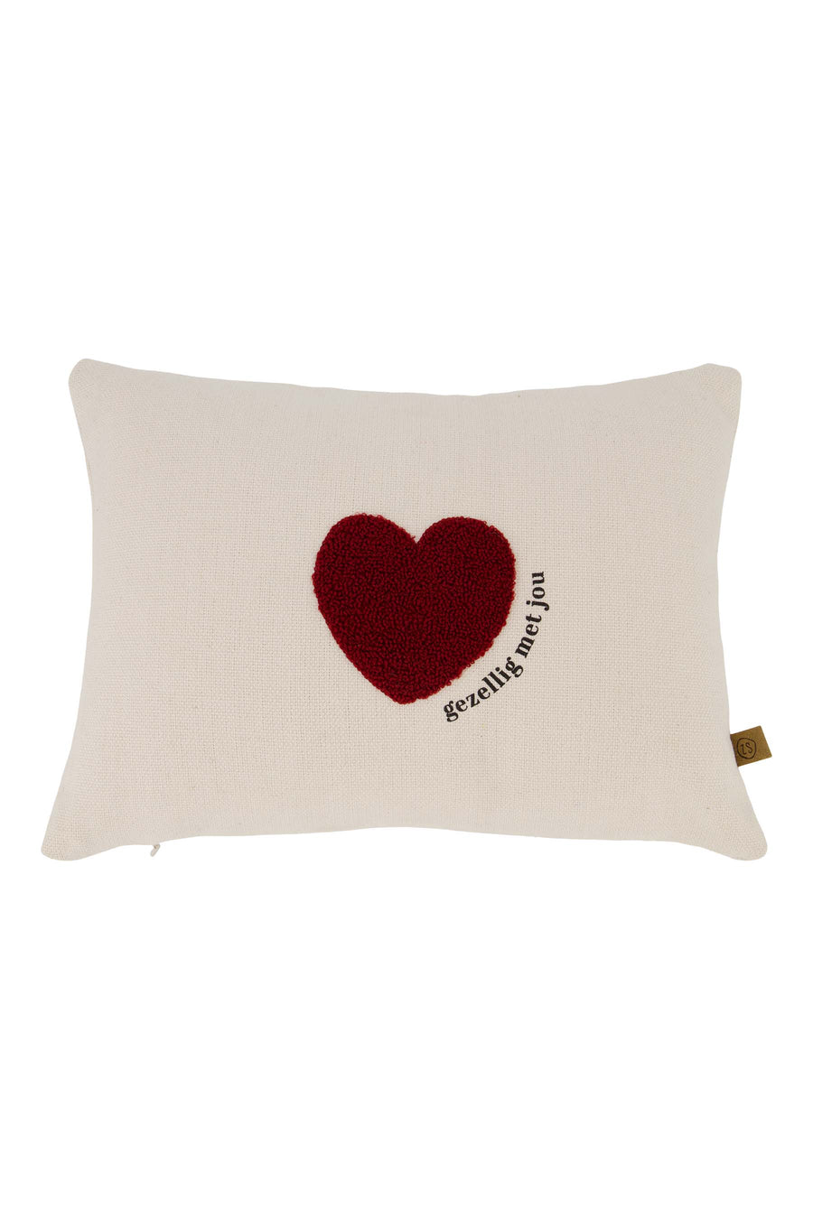 cushion heart 35x25cm off white/red | off white/red