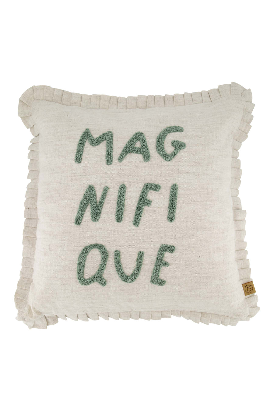 pillow ruffle magnifique 45x45cm pepper and salt/gray blue | pepper and salt/gray blue