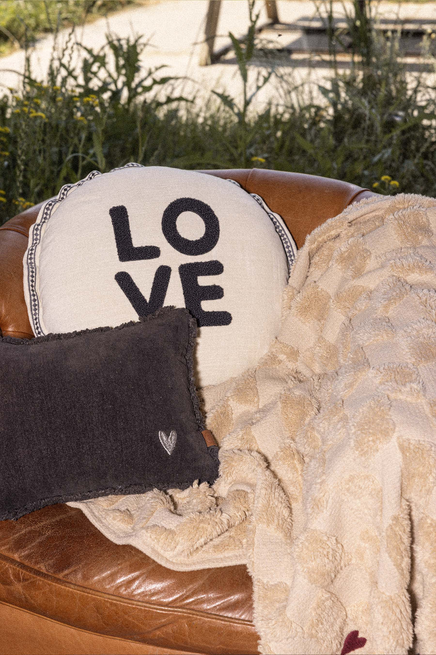 plaid heart sand/dark green | sand/dark green