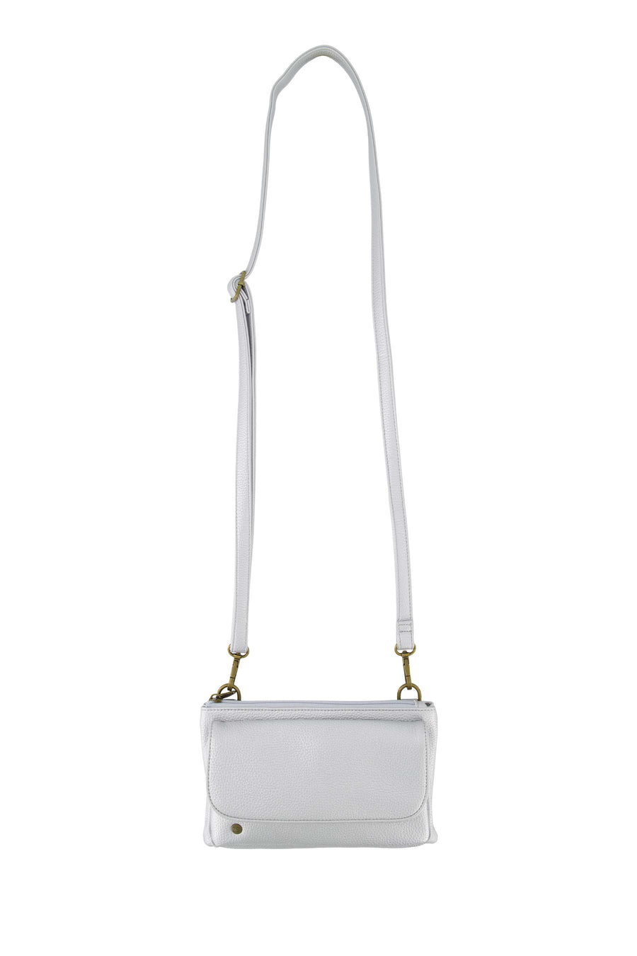 shoulder bag with flap | silver