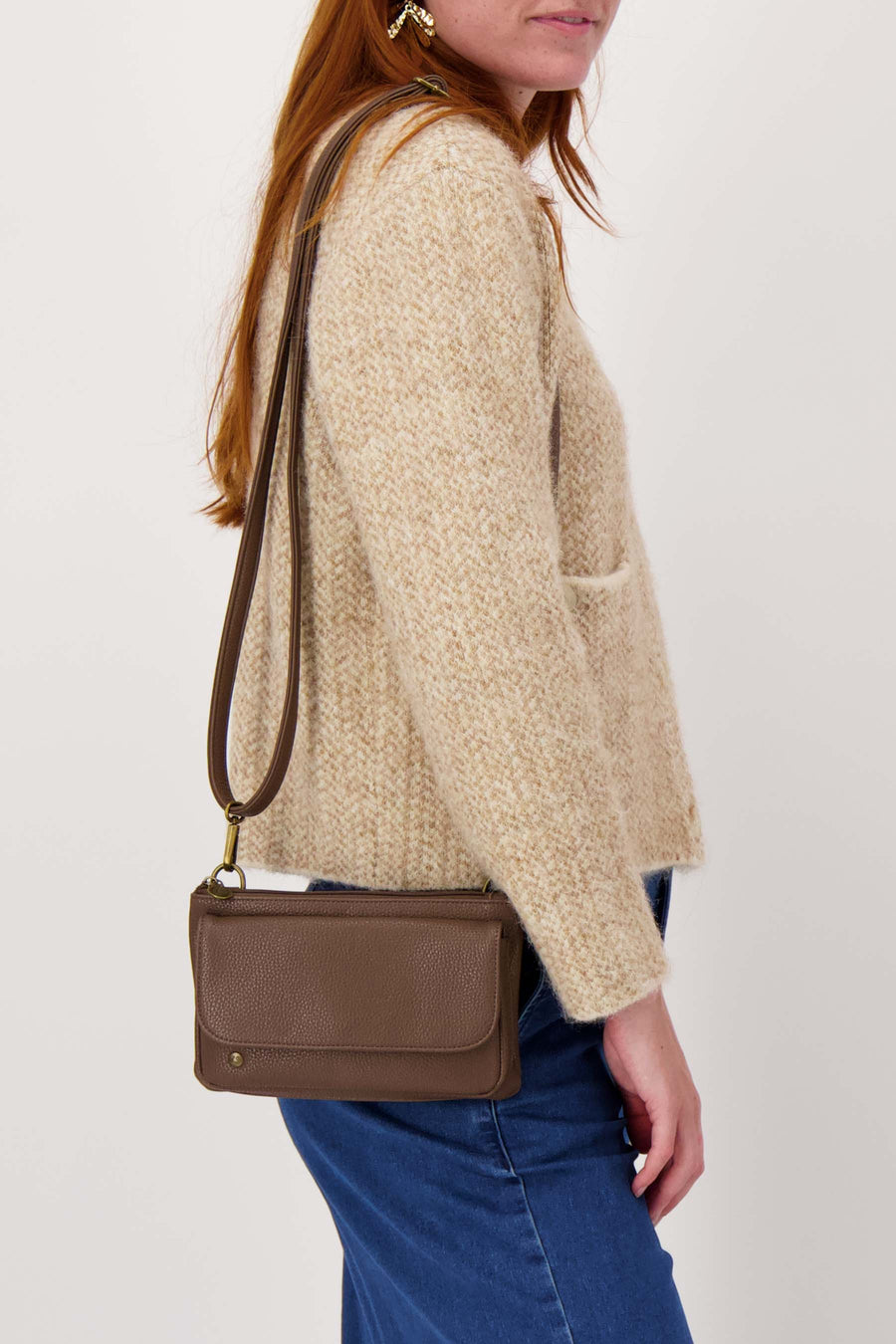 shoulder bag with flap | mid brown