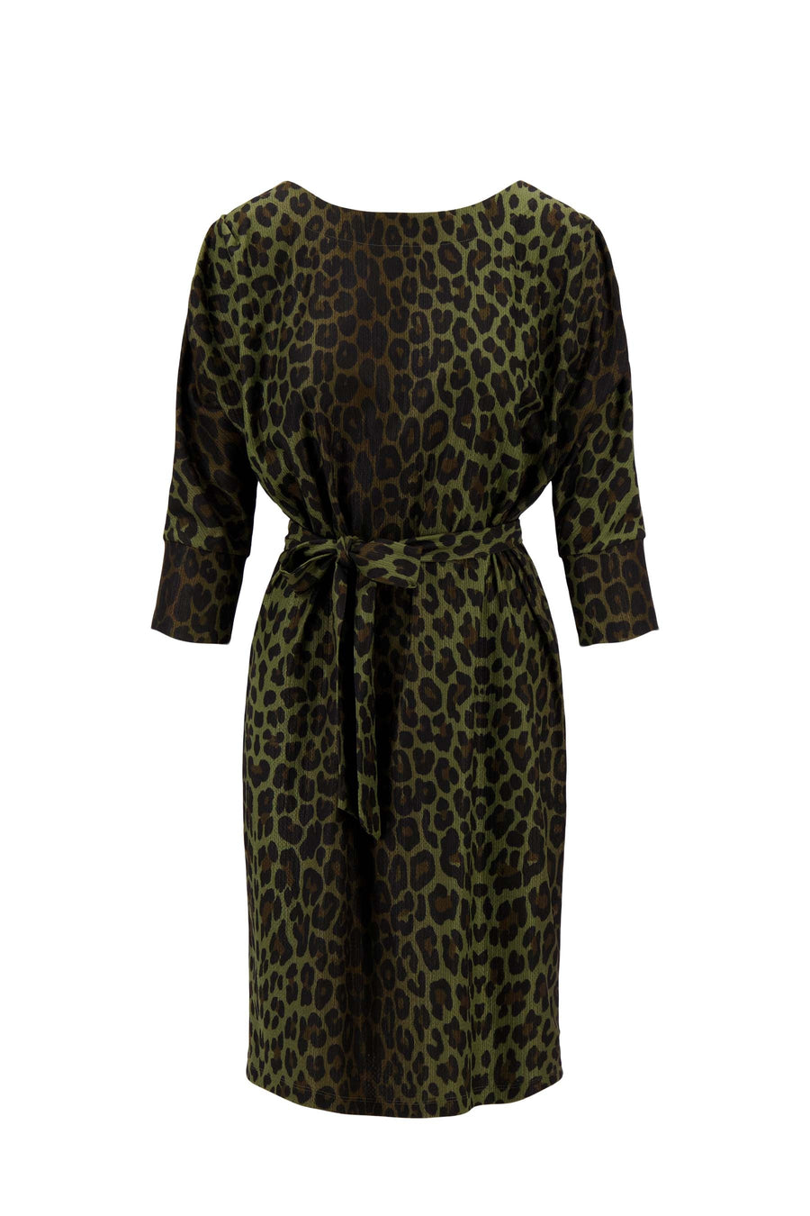 leopard dress crincle | gray-green / black