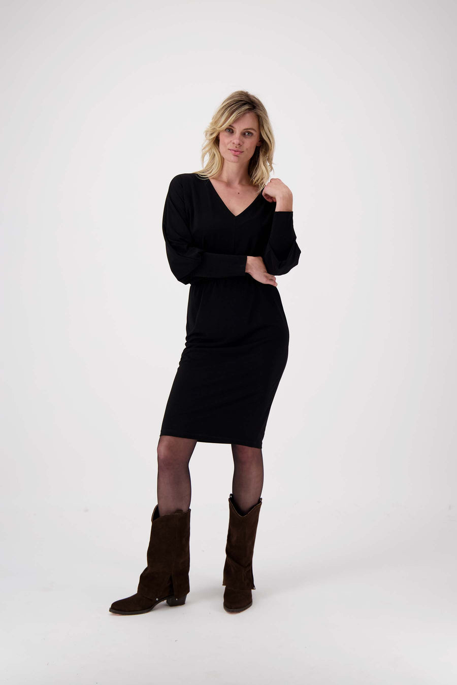 jersey dress V-neck | black