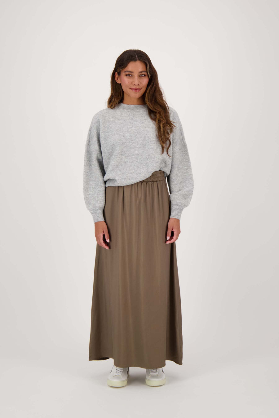 satin twill skirt | dark green