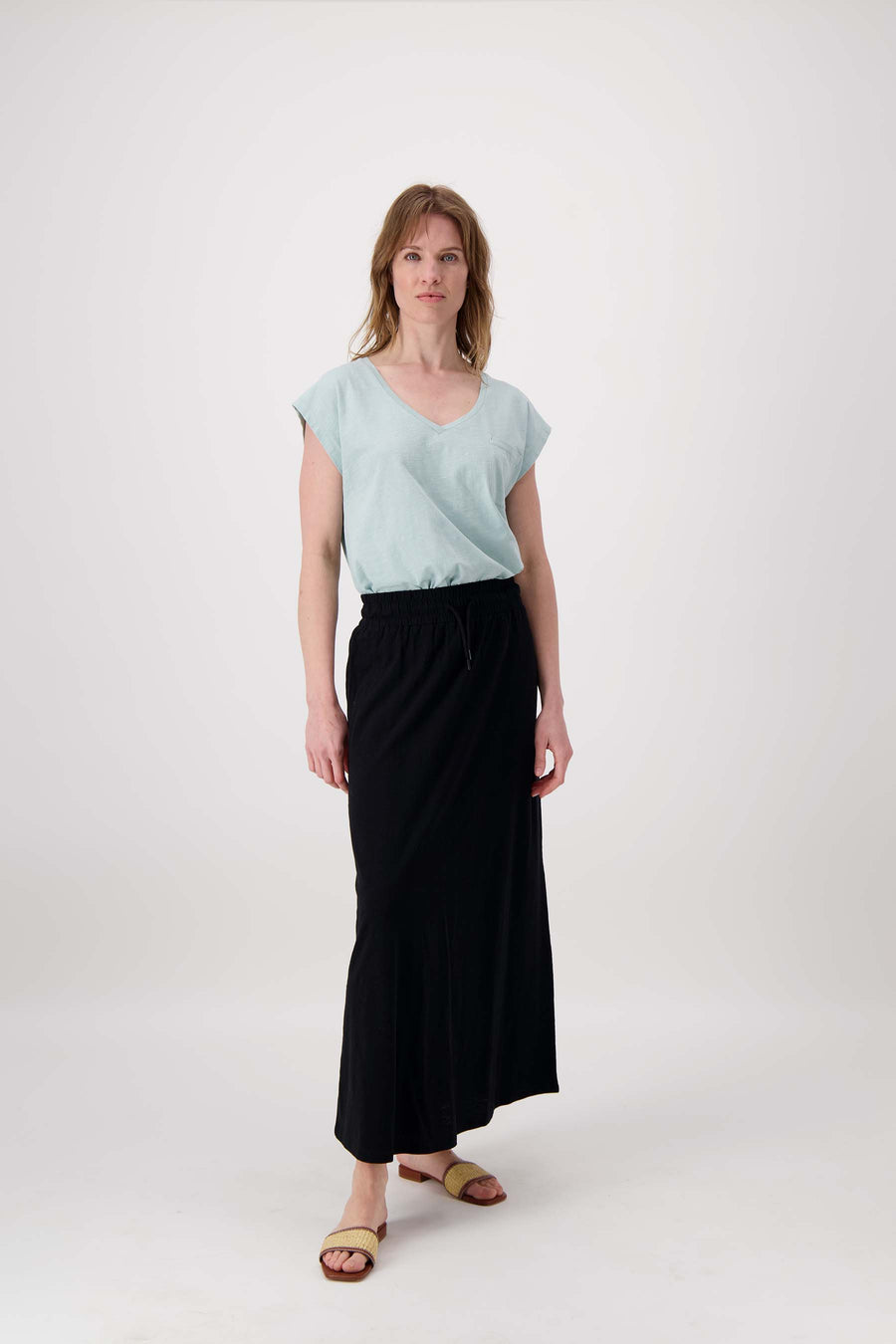 long wide jersey skirt | black