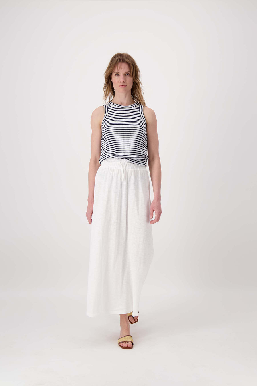 long wide jersey skirt | off white