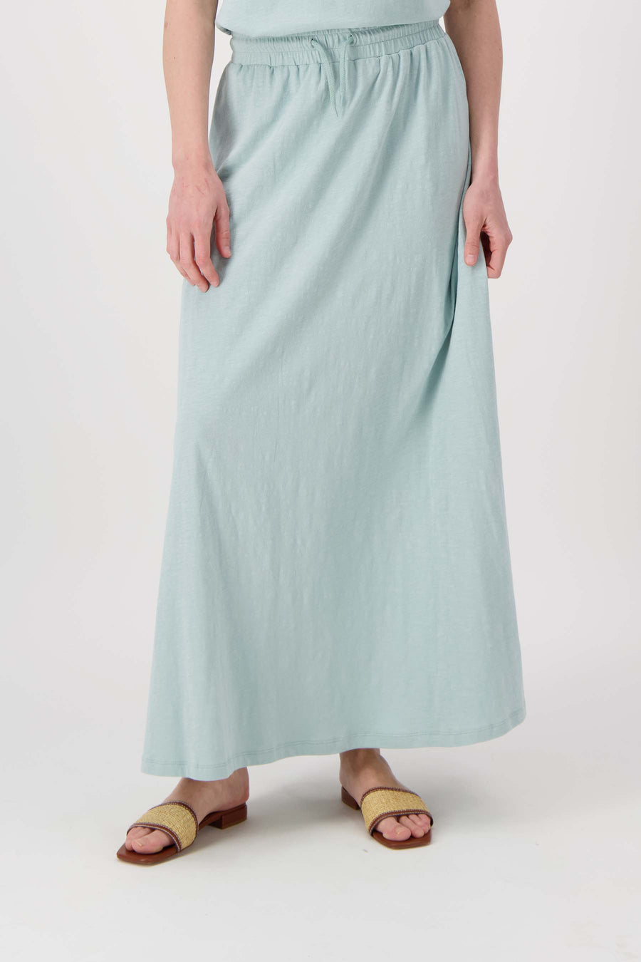 long wide jersey skirt | grayish blue