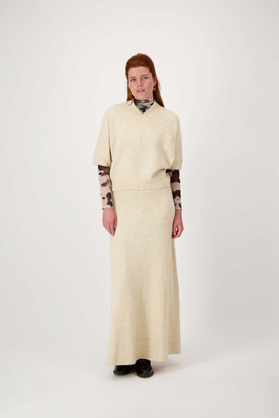 long knit skirt | beige