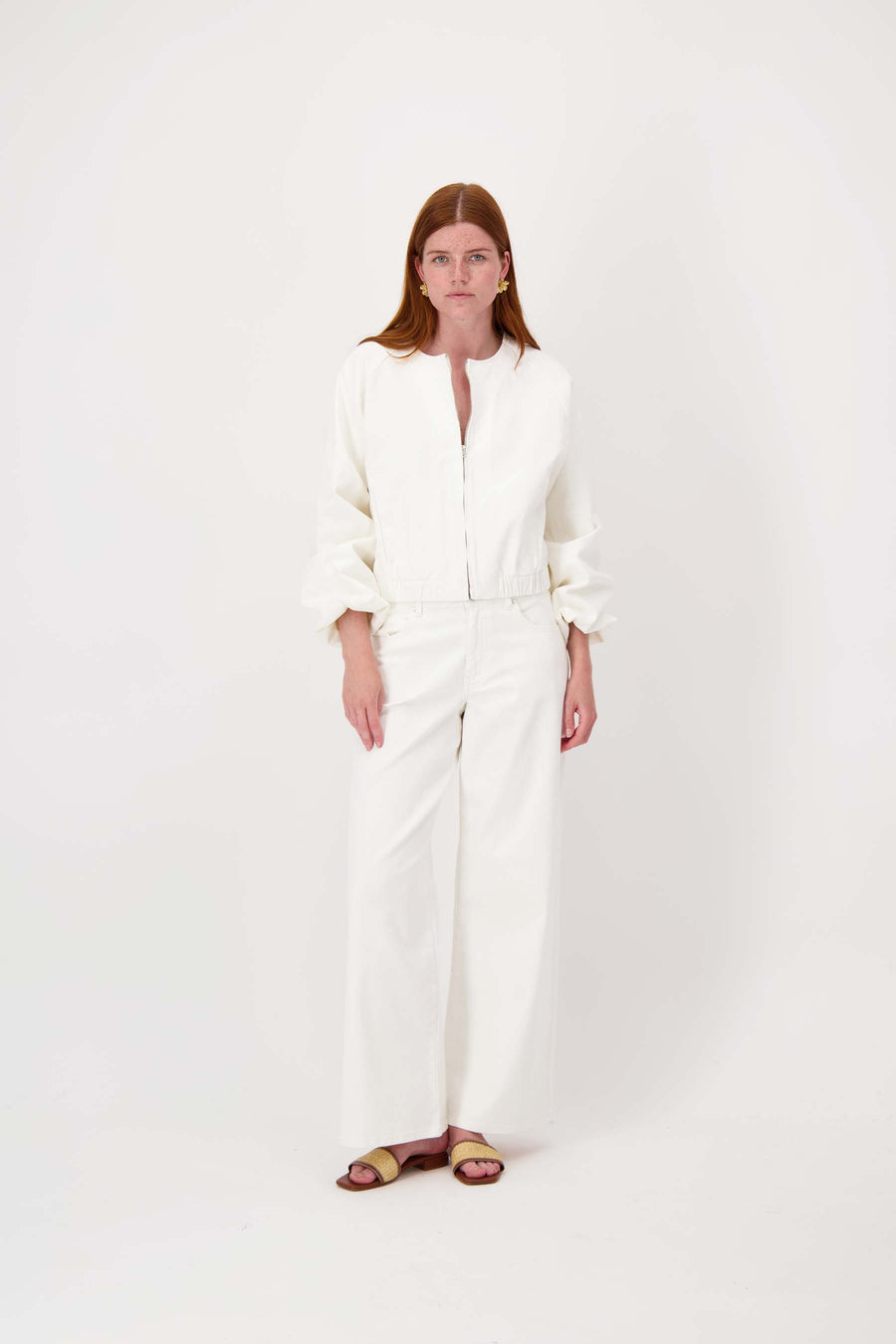 wideleg jeans gekleurd | off white