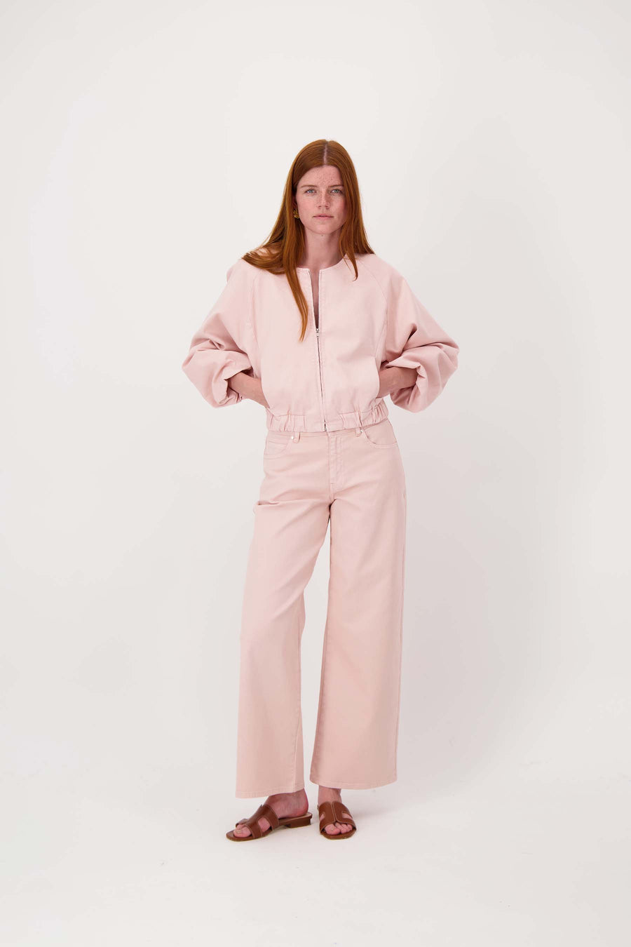 wideleg jeans gekleurd | light pink