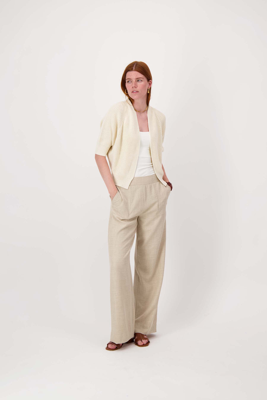 loose-fitting pants with stretch | soft sand