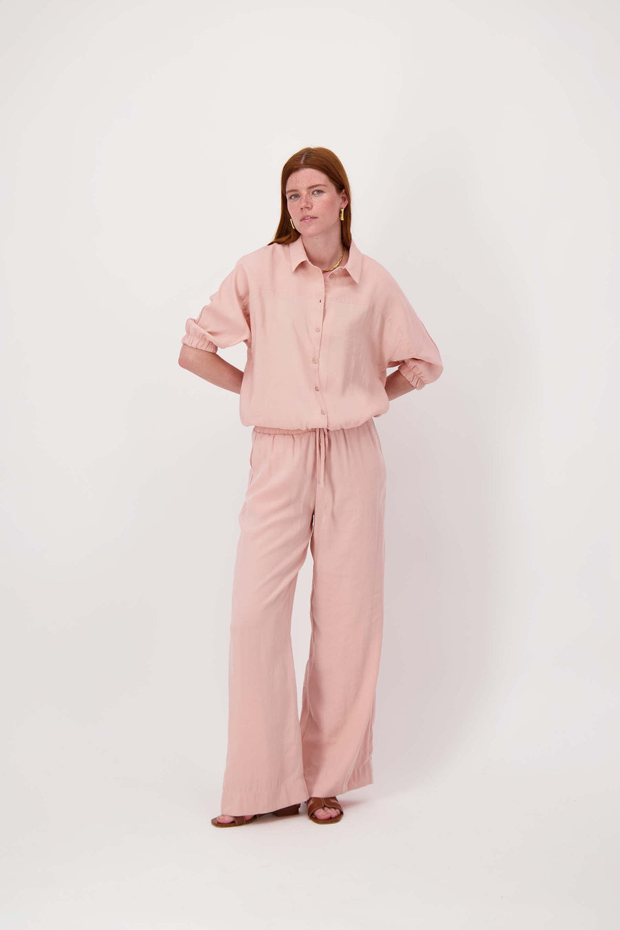 modal wide-leg pants | crispy pink
