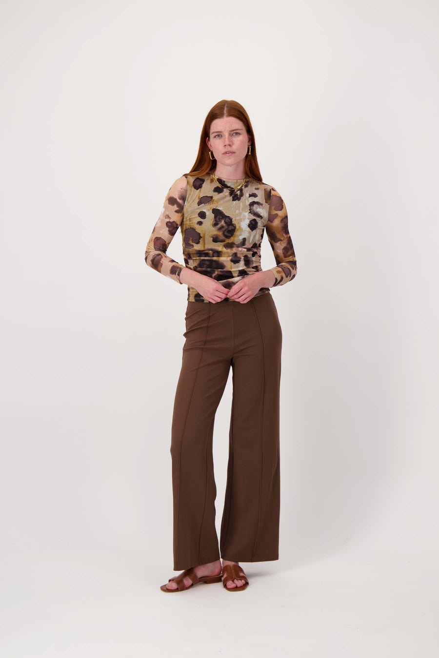 stretch pants with seam | chocolate