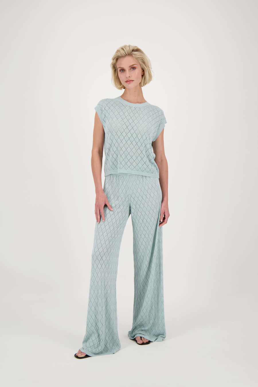 knit pants ajour | gray-blue