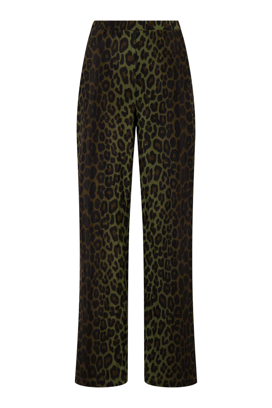 leopard pants crincle | gray-green / black