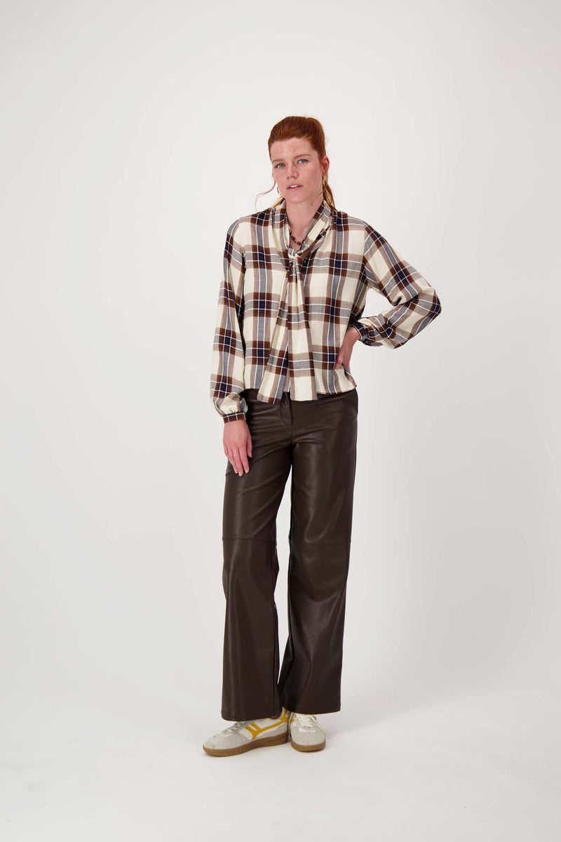 PU wide pants | chocolate brown