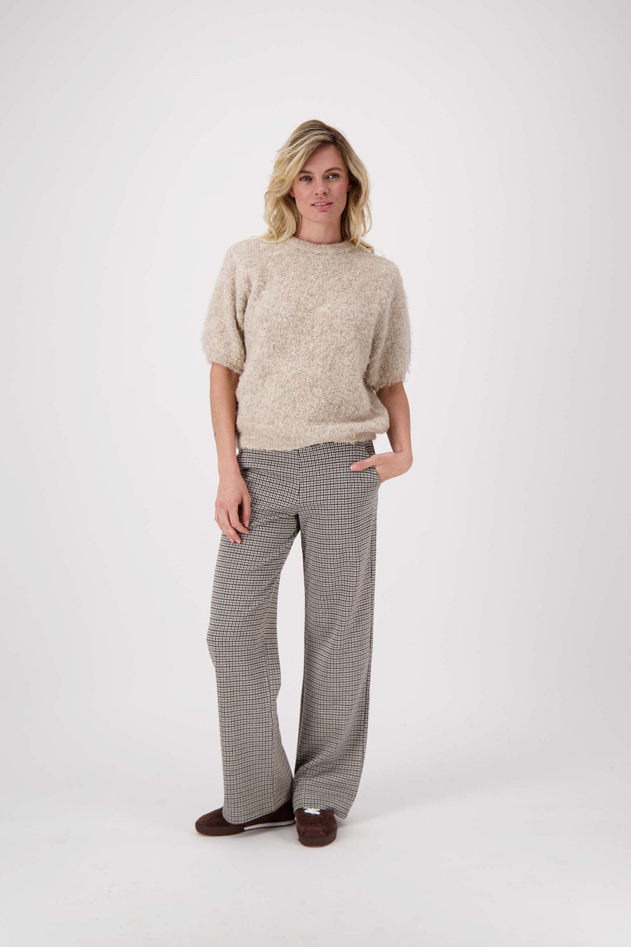 plaid long pants | kit / mid brown