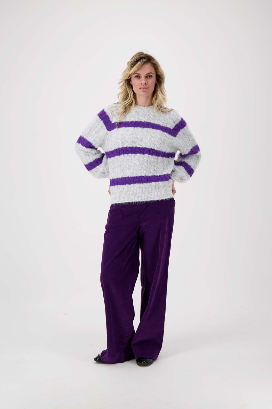 corduroy pants with elastane | dark purple