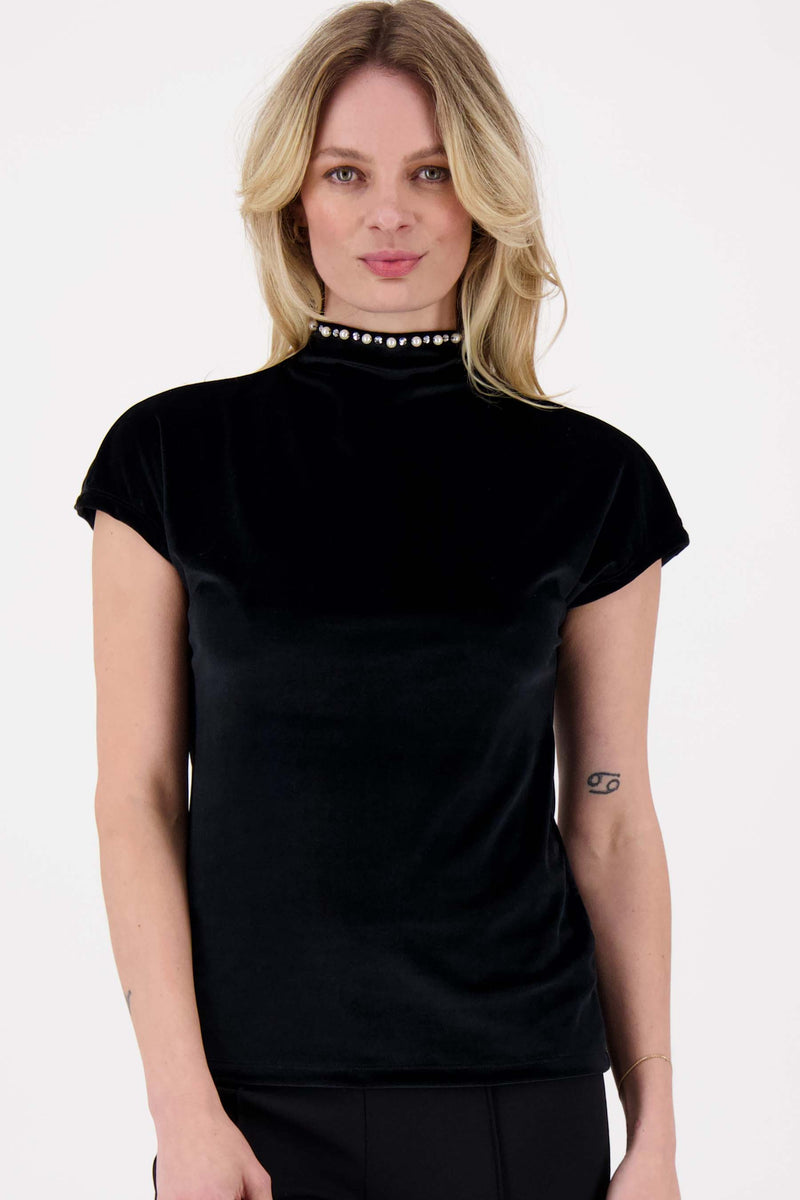 turtle top with pearls | black