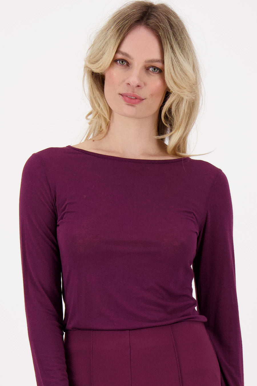 soft basic top in wool | eggplant