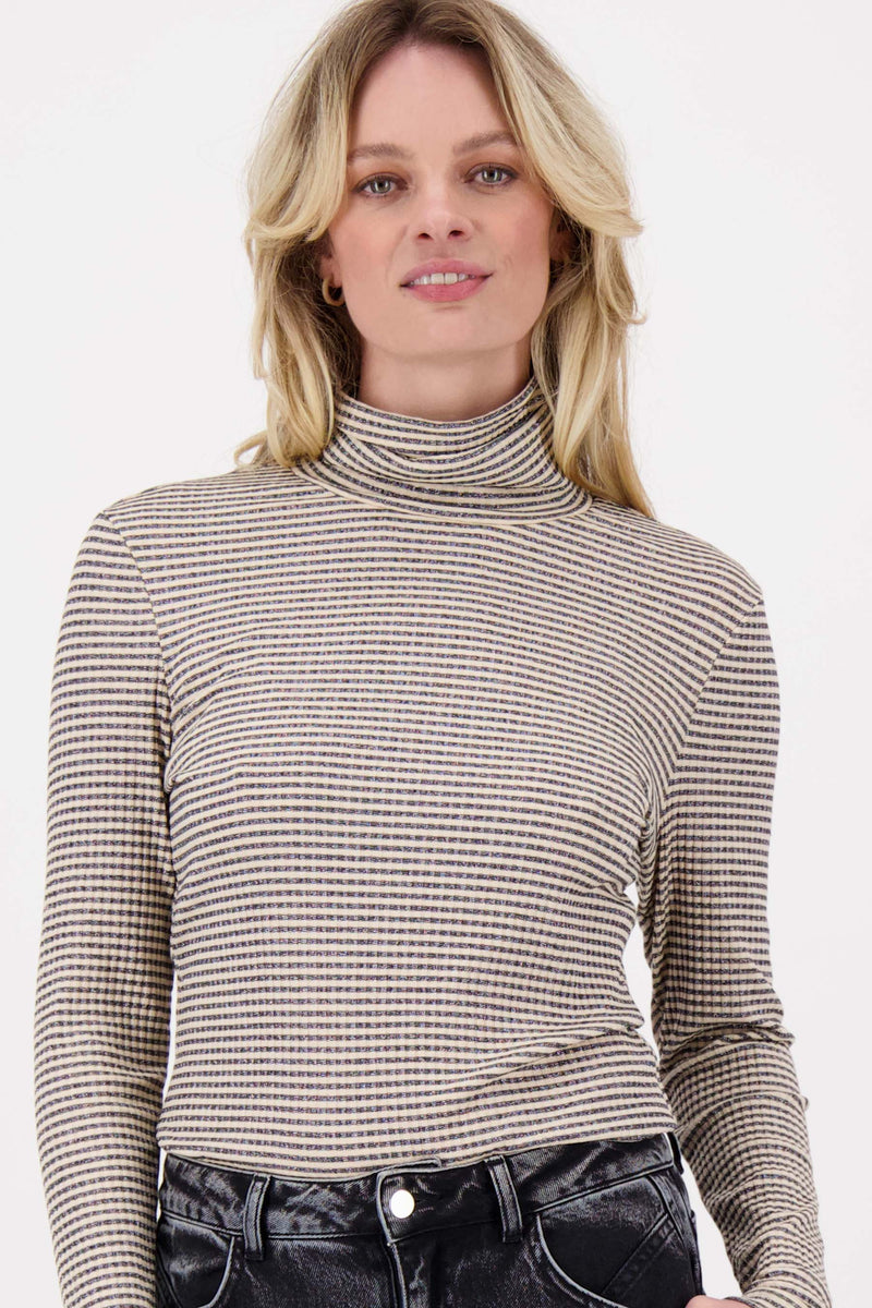 jersey turtleneck with lurex stripe | kit / silver