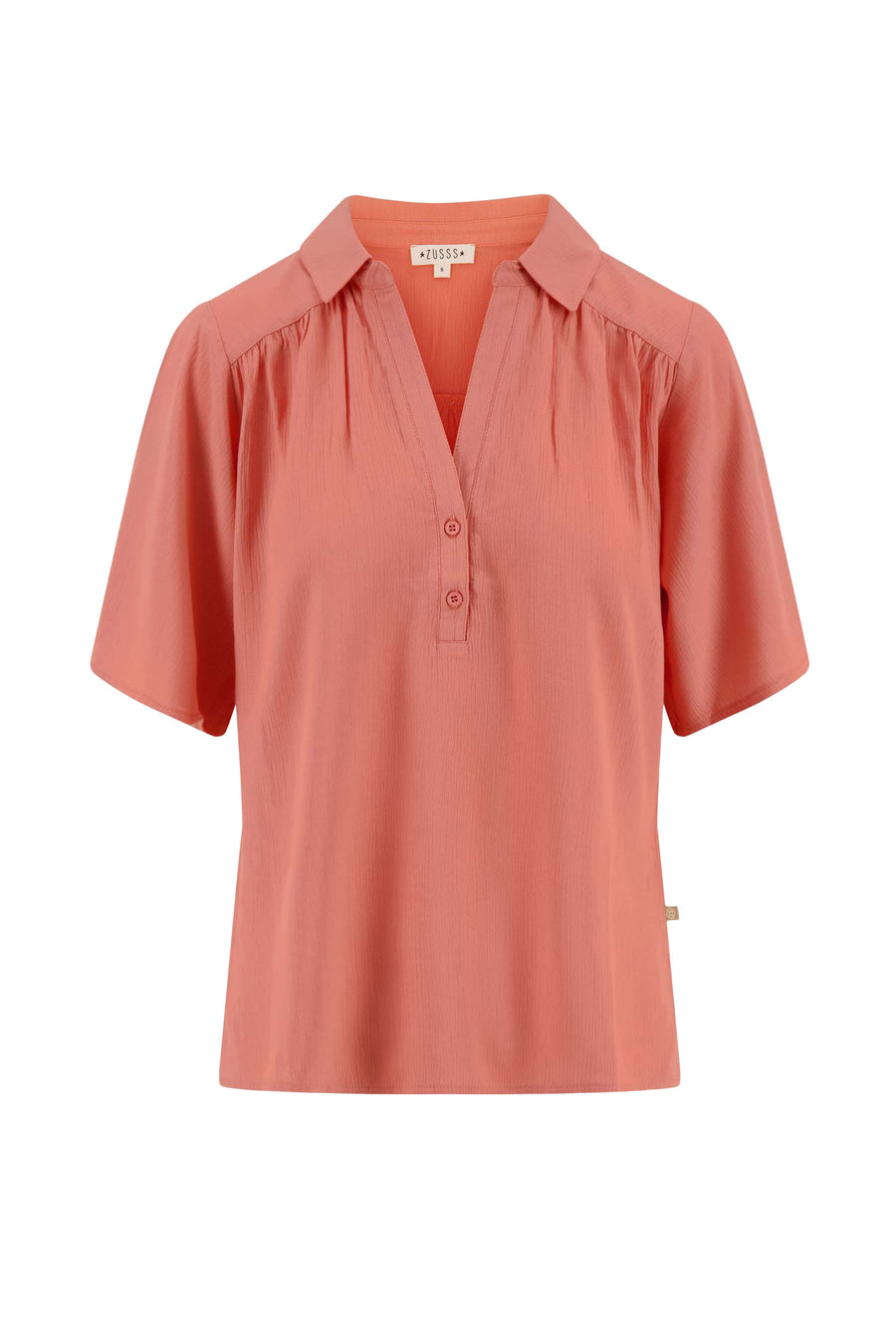 short sleeve blouse | coral pink