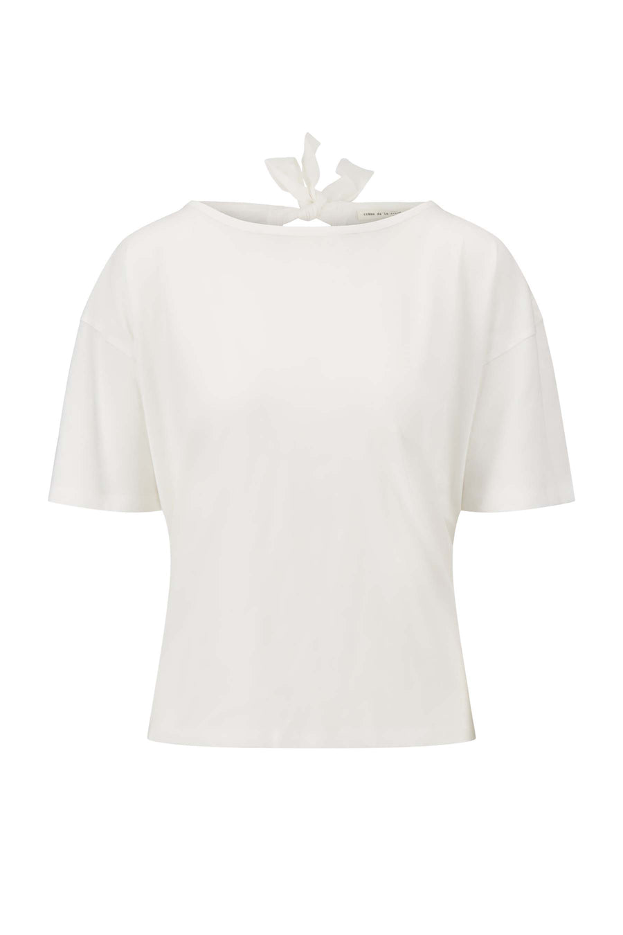 jersey wide top with bow in neck | white