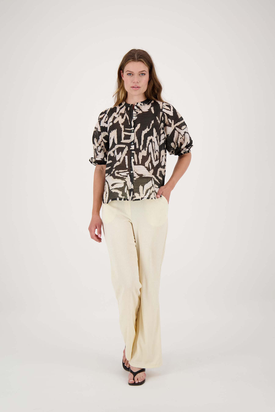 blouse puff sleeve with print | multicolor