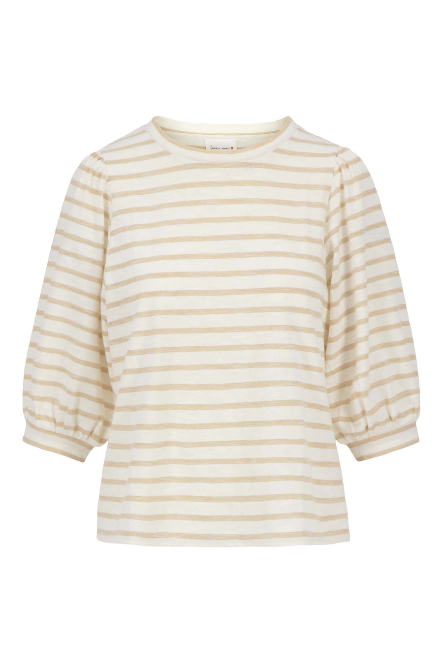 puff sleeve top striped jersey | off white / ecru