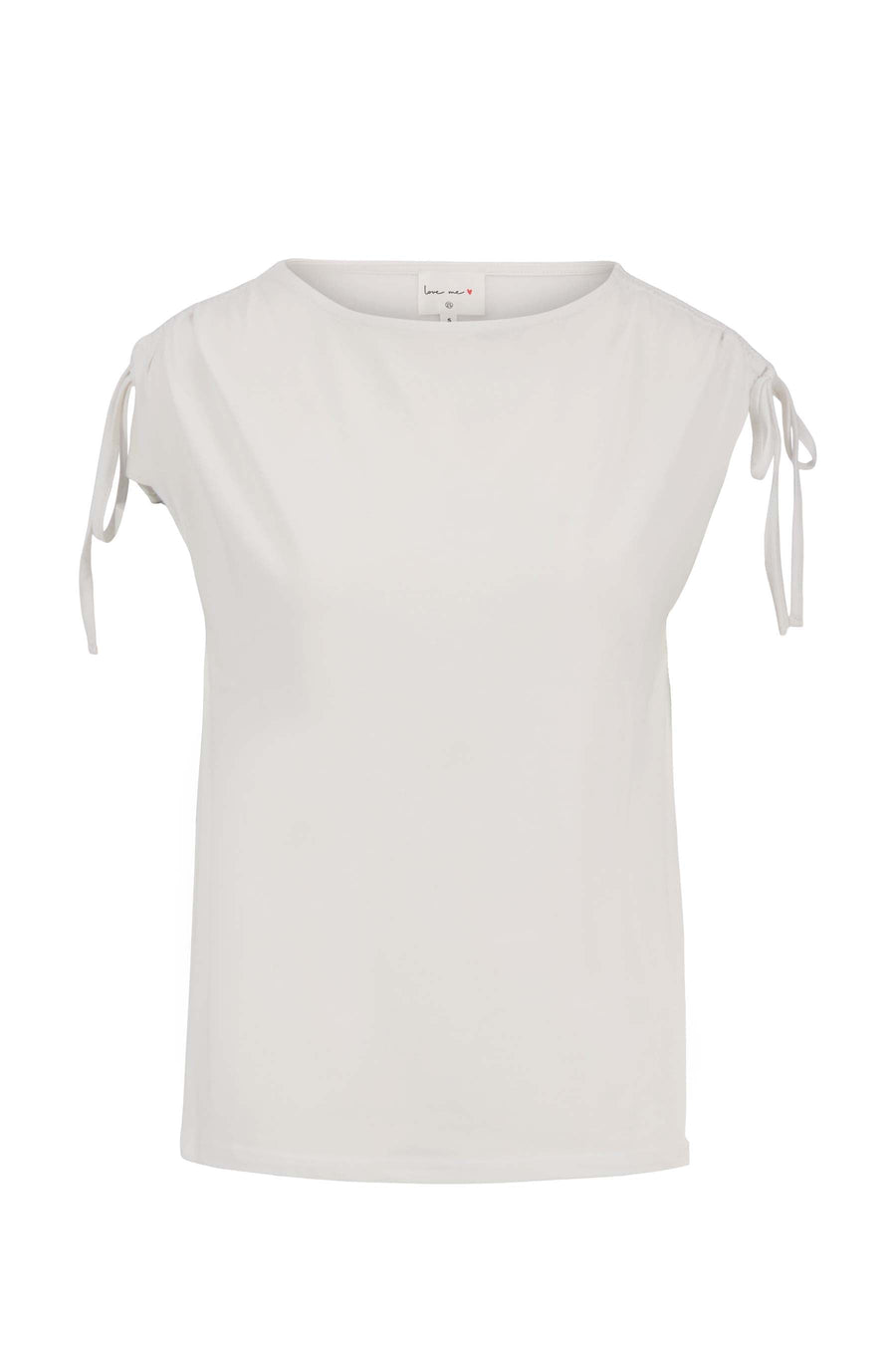 top with shoulder detail bow | white