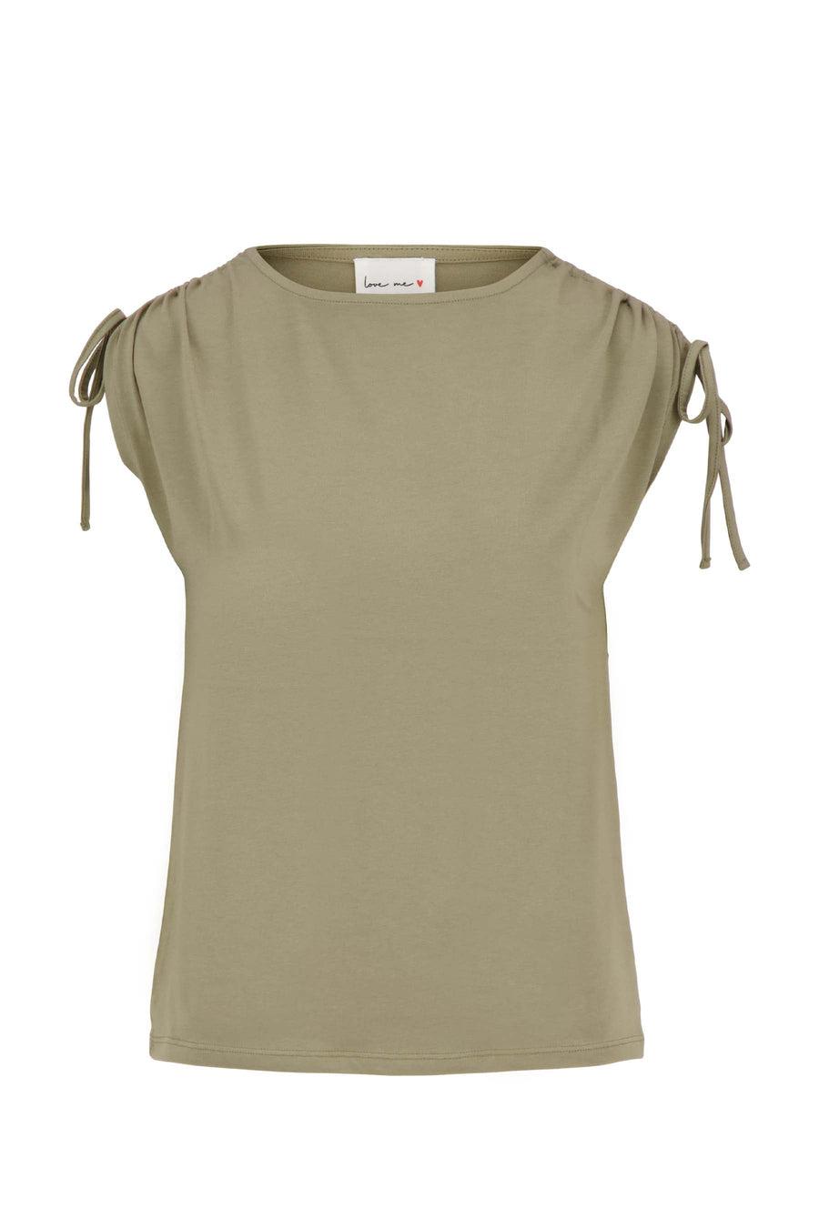 top with shoulder detail bow | khaki