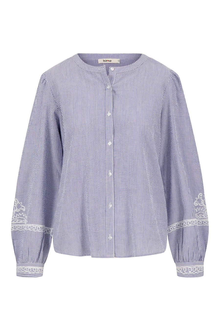embroidery blouse striped | white / dark blue