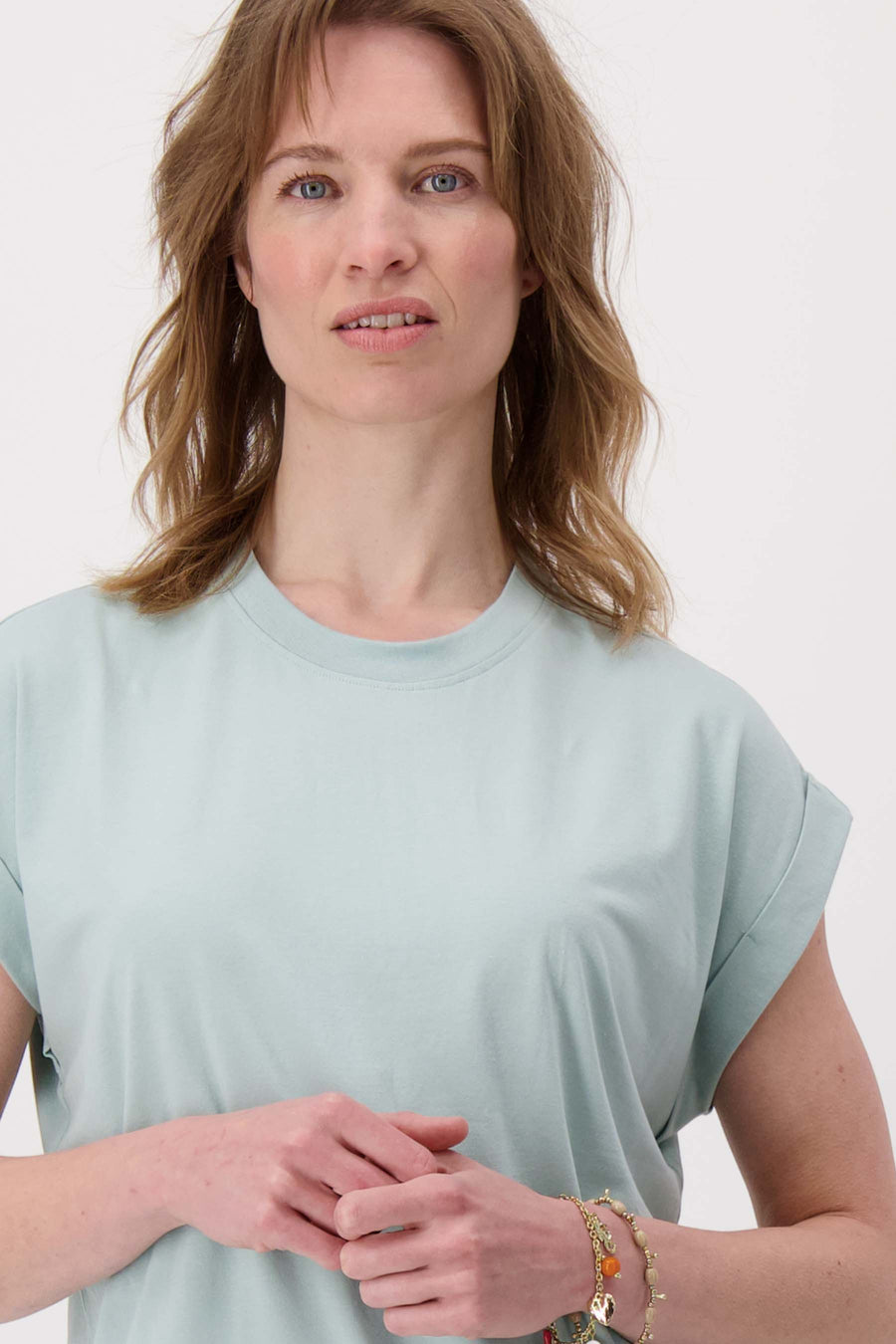 jersey top rolled sleeve | greyish blue