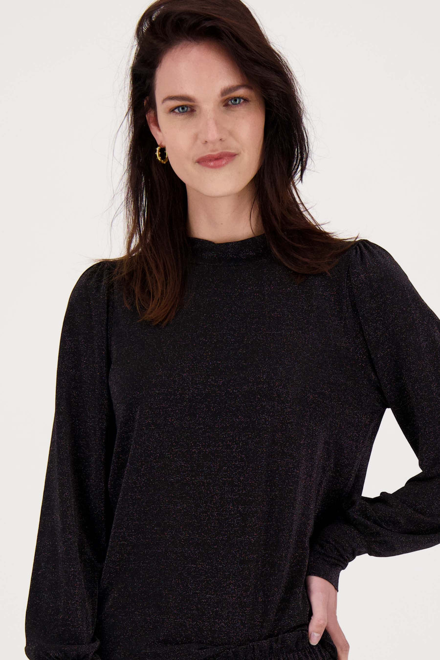 lurex top balloon sleeve | black