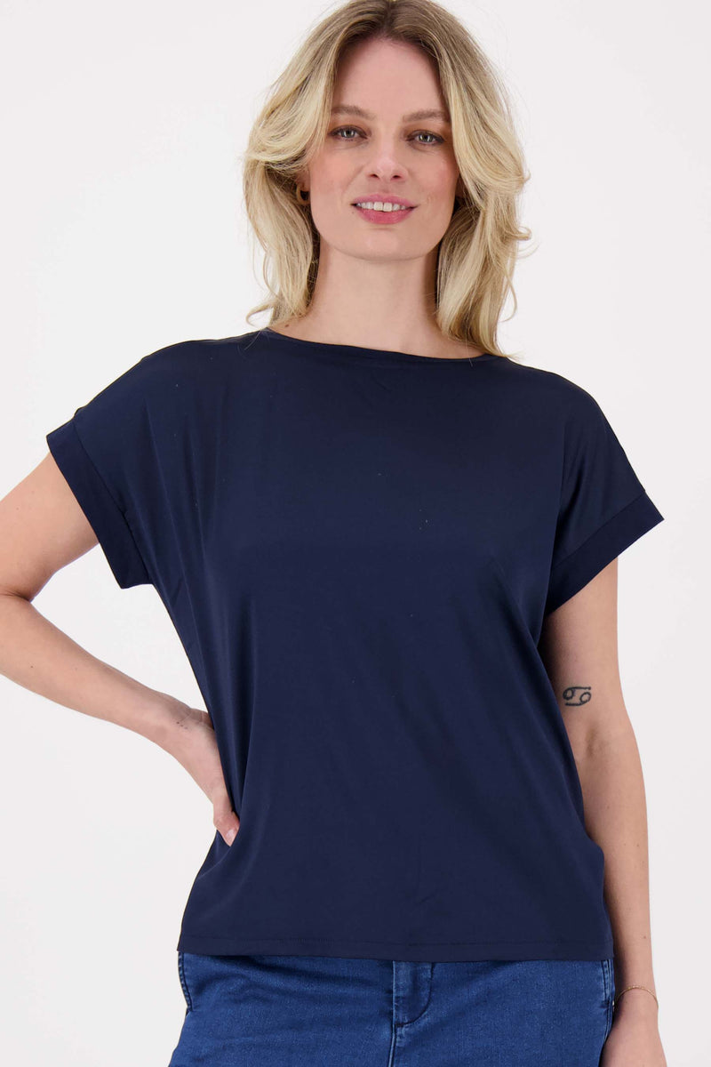 top from material mix | dark blue