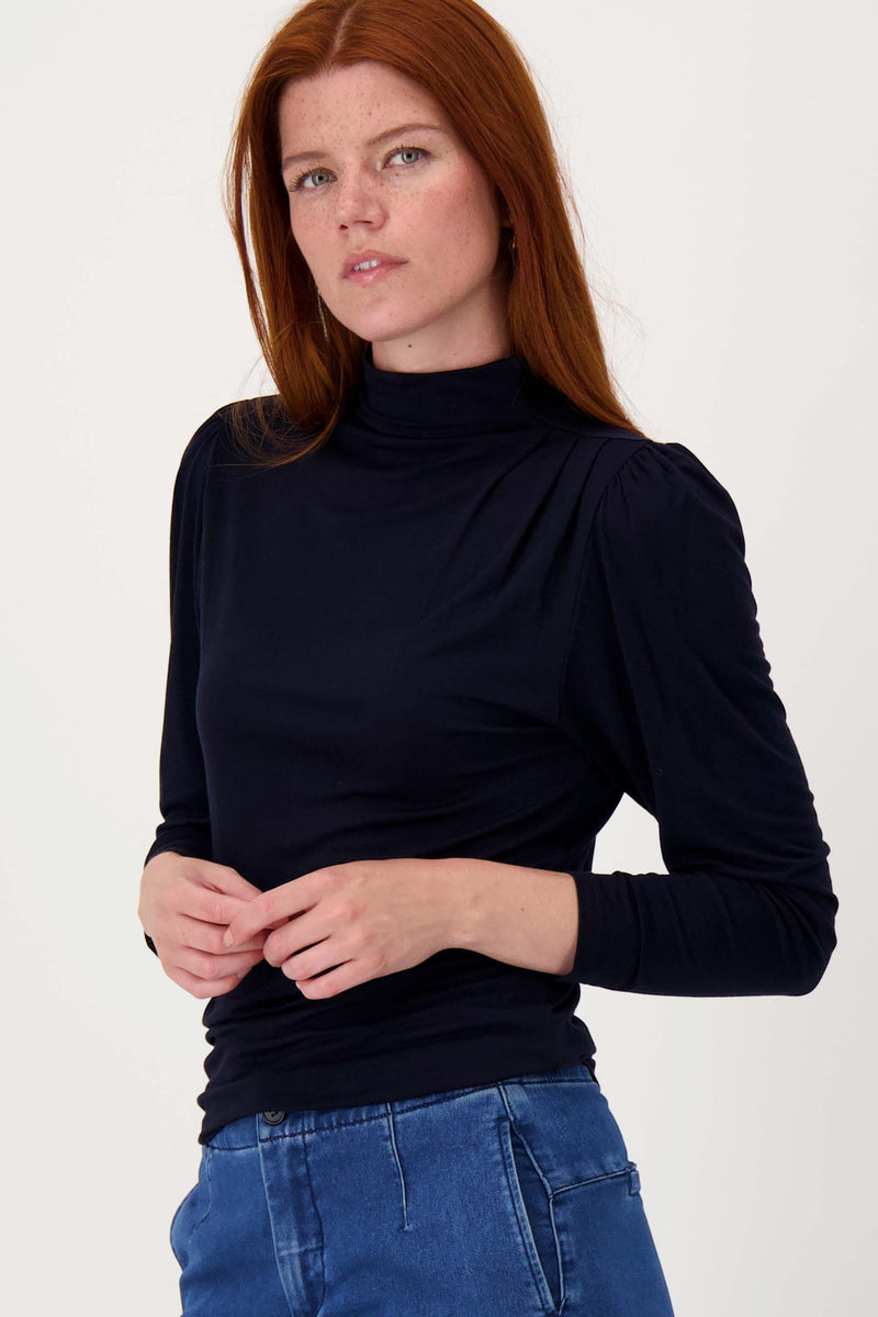 top with pleat detail | navy